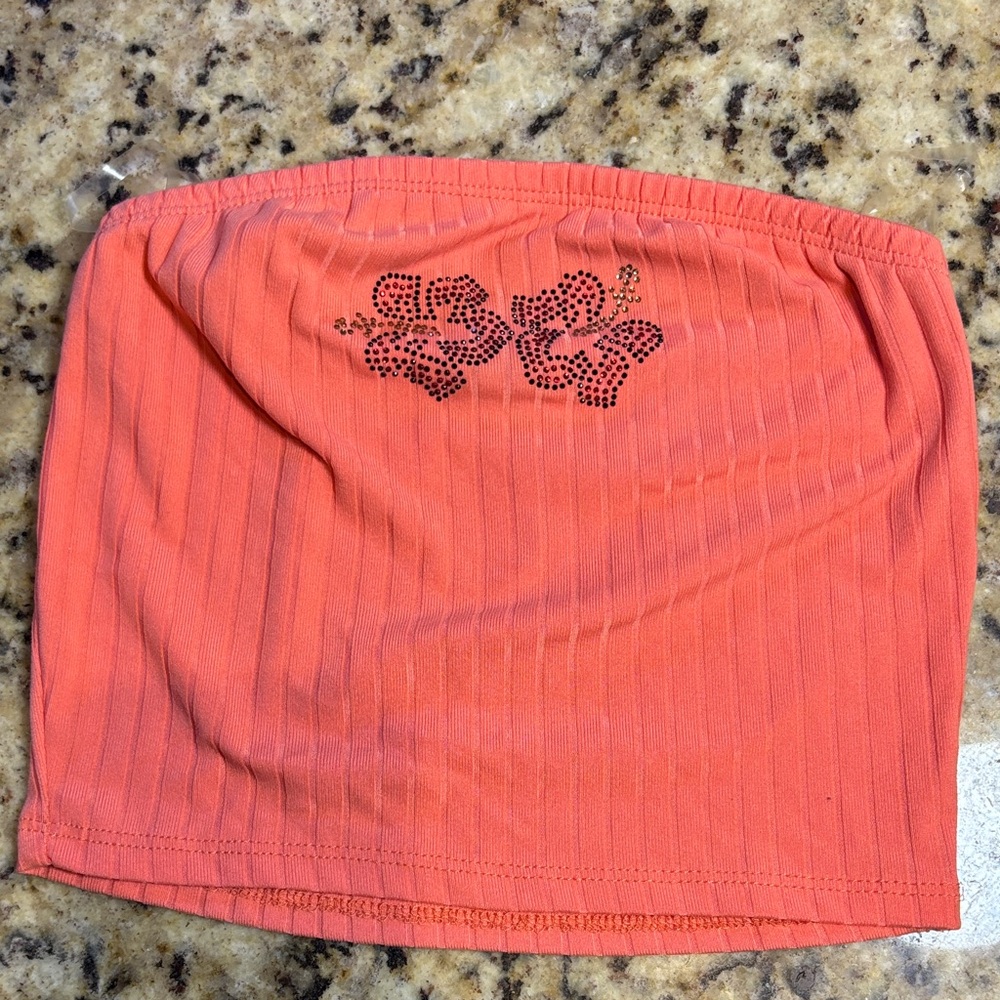 Rue21 Coral Tube Top with Floral Design